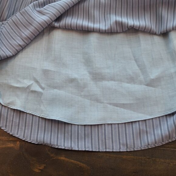 Pookie & Sebastian Blue Stripe Peasant Blouse Long Sleeve Tie Neck Elastic Cuffs - Picture 7 of 10